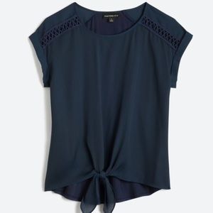 Tabitha Crochet detail, mixed material NAVY NEW